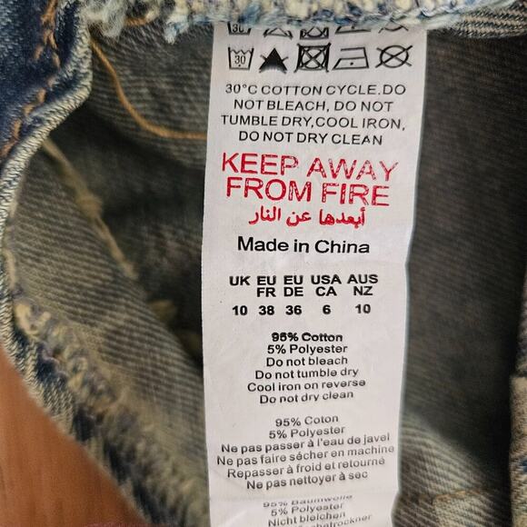 PLT Prettylittlething Vintage Wash Denim Wrap Over Mini Skirt - sz US 6 - NWT - Picture 6 of 9